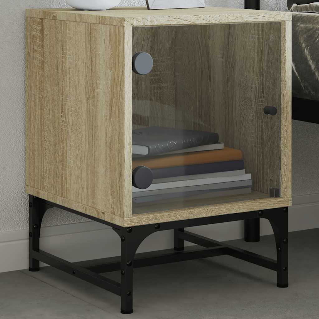 Nightstands with Glass Doors 2 pcs Sonoma Oak 35 x 37 x 50 cm