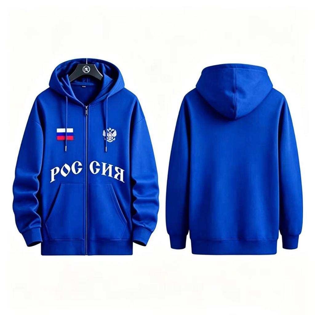New Russian Print Couple Zipper Hoodie - Hot Selling Unisex Jacket