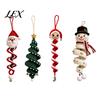 Christmas Tree Ornament Crochet Doll Spiral DIY Kit, Holiday Craft Set with Snowman Pattern Soft Yarn, Beads, Hanging for Window Wall Cabinet