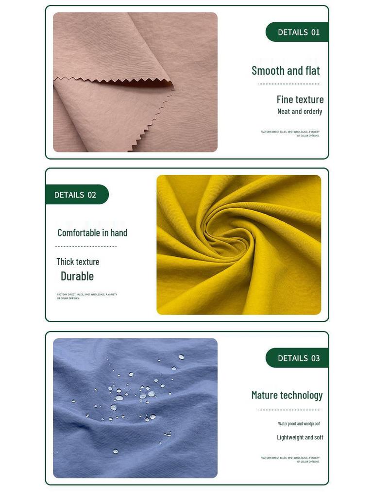 280T Taslan Water-Repellent Windbreaker Fabric with Encrypted, Thickened, Micro-Wrinkled, Cotton-Padded Design