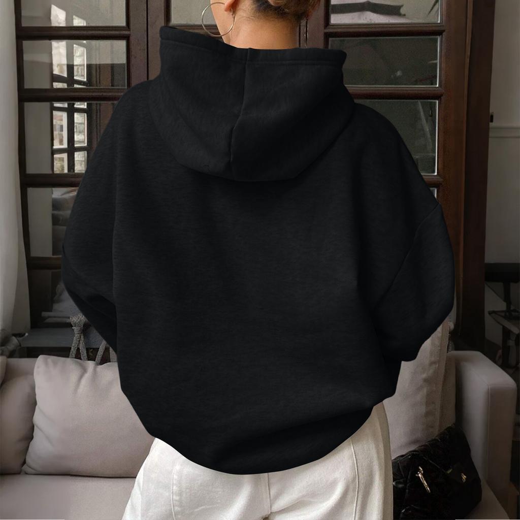 Women's Fashionable Casual Printed Letter Casual Hooded Sweatshirt With Pockets