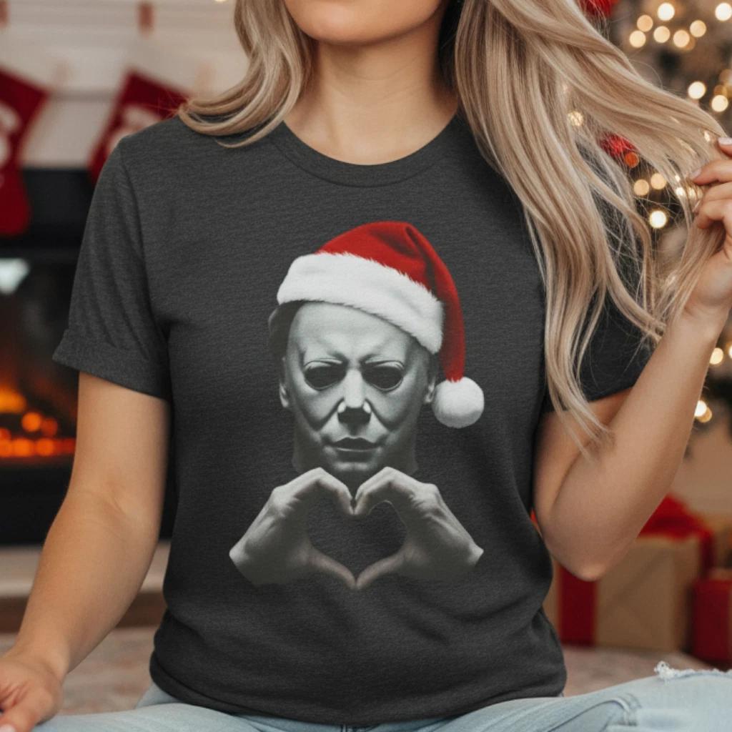 Michael Myers Horror Christmas Unisex T-Shirt, Festive Halloween movie tee 3XL