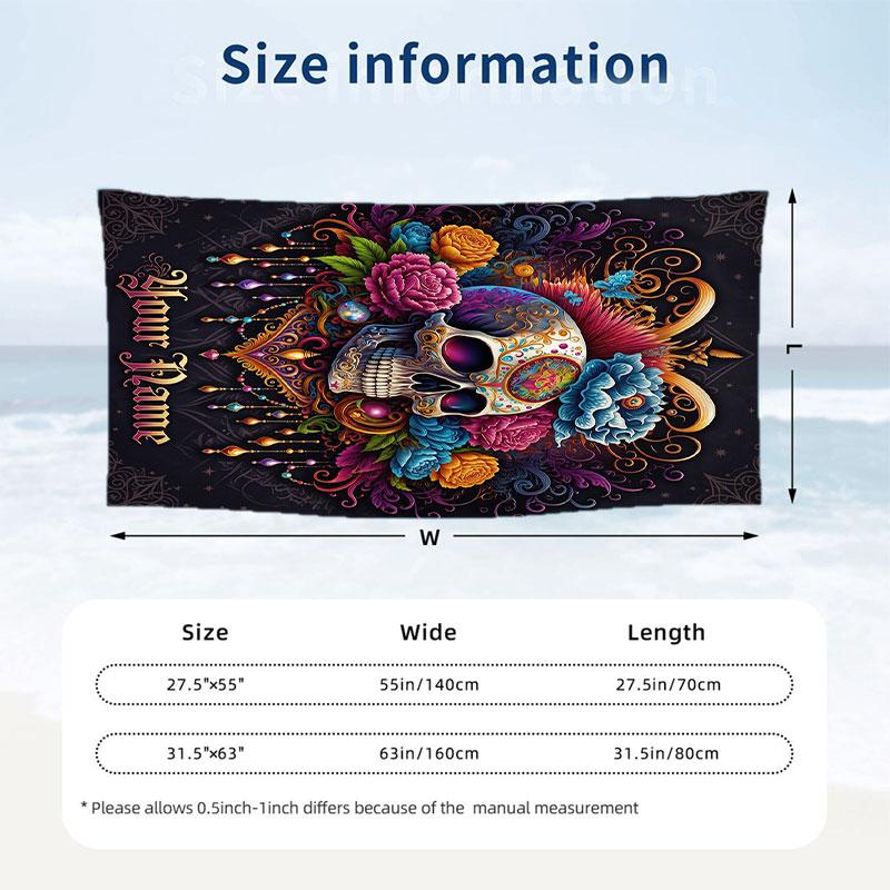 Decorative Artwork Theme Beach Towel Personalized Custom Name & Text Soft Quick Dry Beach Towel for Swimming Travel