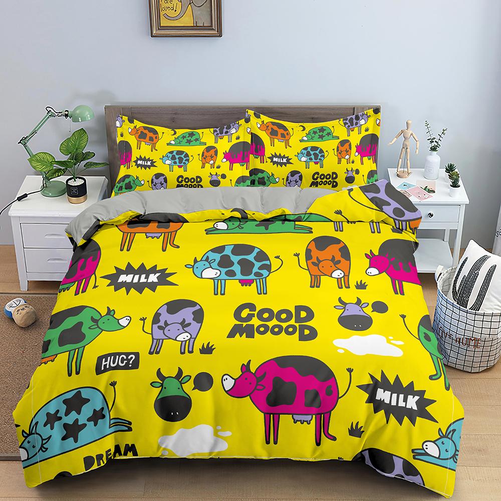 Cartoon Cat Duvet Cover King Queen Lovely Kitty Feet Pattern Bedding Collection For Kids Boys Girls Animal 23Pcs Polyester Quilt Cover