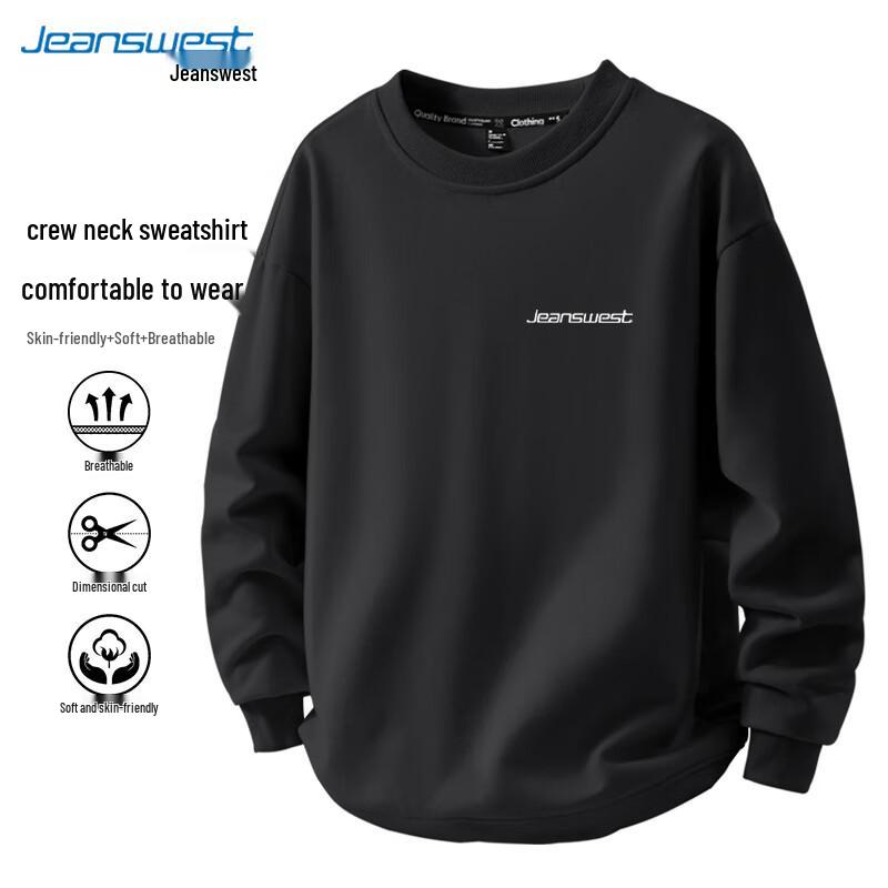 

JEANSWEST Men s Casual Crewneck Pullover Sweatshirt L