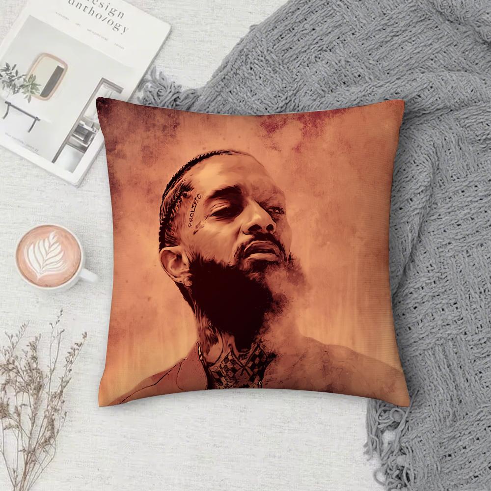 Rapper N-Nipsey H-Hussle Victory Lap Pillow Case Square Double-Sided Printing Short Plush Sofa Cushion Cover Bedside Pillow