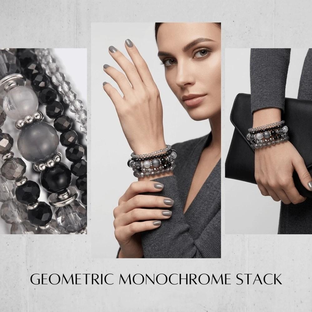 Faceted Layered Bracelet Elastic Stretch Multi-Strand Bracelet Stackable Bracelet  Daily Wear