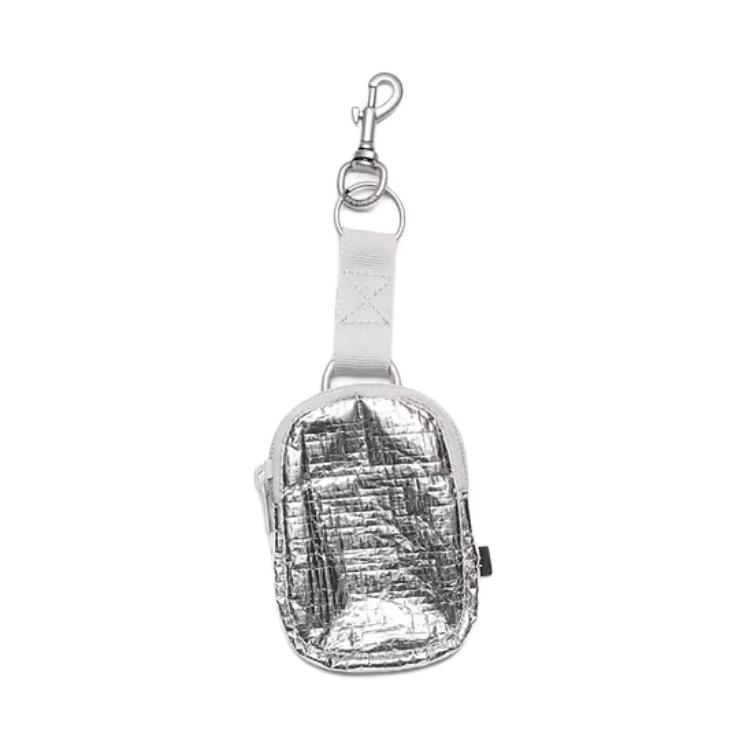 Acne Studios Logo Side Zipper Closure Polyethylene Key Pouch Belt Bag Card Holder Mini Unisex Bags Silver C80179-AAE Basic Set (Bag)