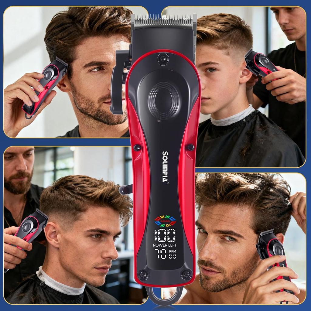 Solimpia Elektrischer Haarschneider Salon Professionell Intelligente Klinge Mikro-Einstellung Pompadour Carving Trimmer