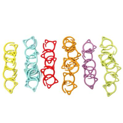 Colorful Cat Ear Enamel Metal Stitch Markers & Small Safety Pins for Yarn Knitting & Crochet