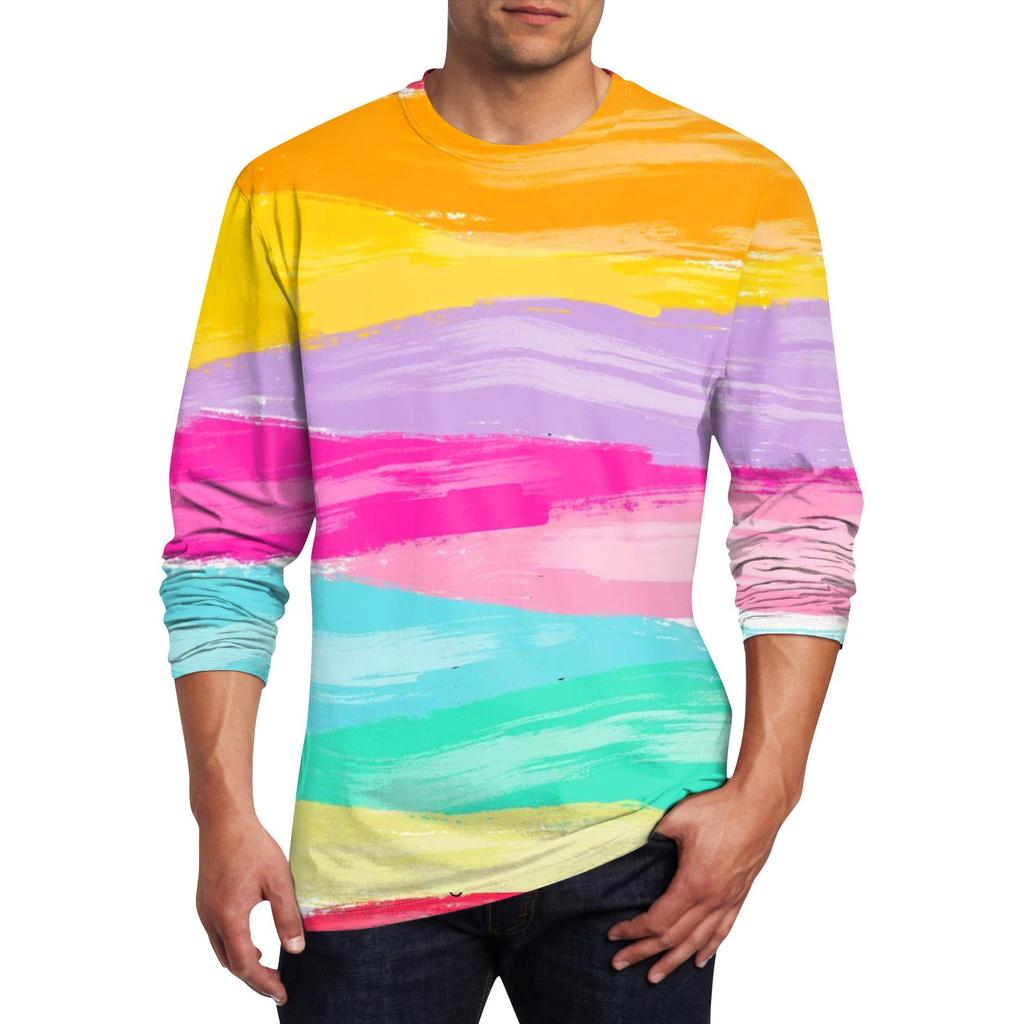Men's T Shirt O-Neck Clothing Apparel Outdoor Long Sleeve Print Fashion Designer Vintage
