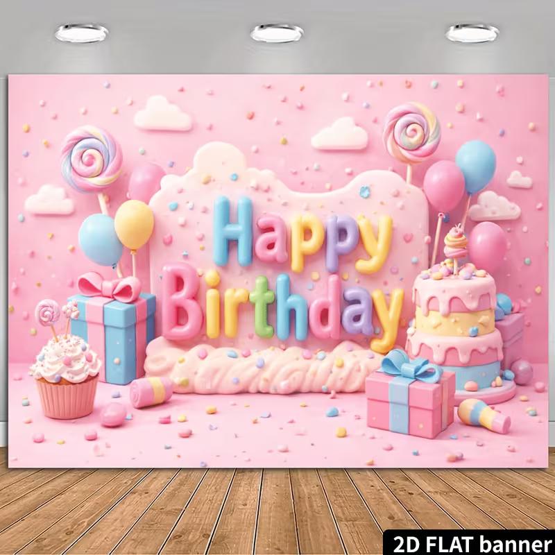2D Flat Lollipop Banner for Cake Smash Photoshoots, Baby Showers & Kids' Events