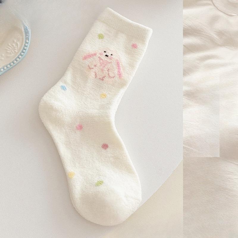 Ladies Autumn and Winter Thickened Cartoon Home Cute Furry Warm Sleep Tube Socks