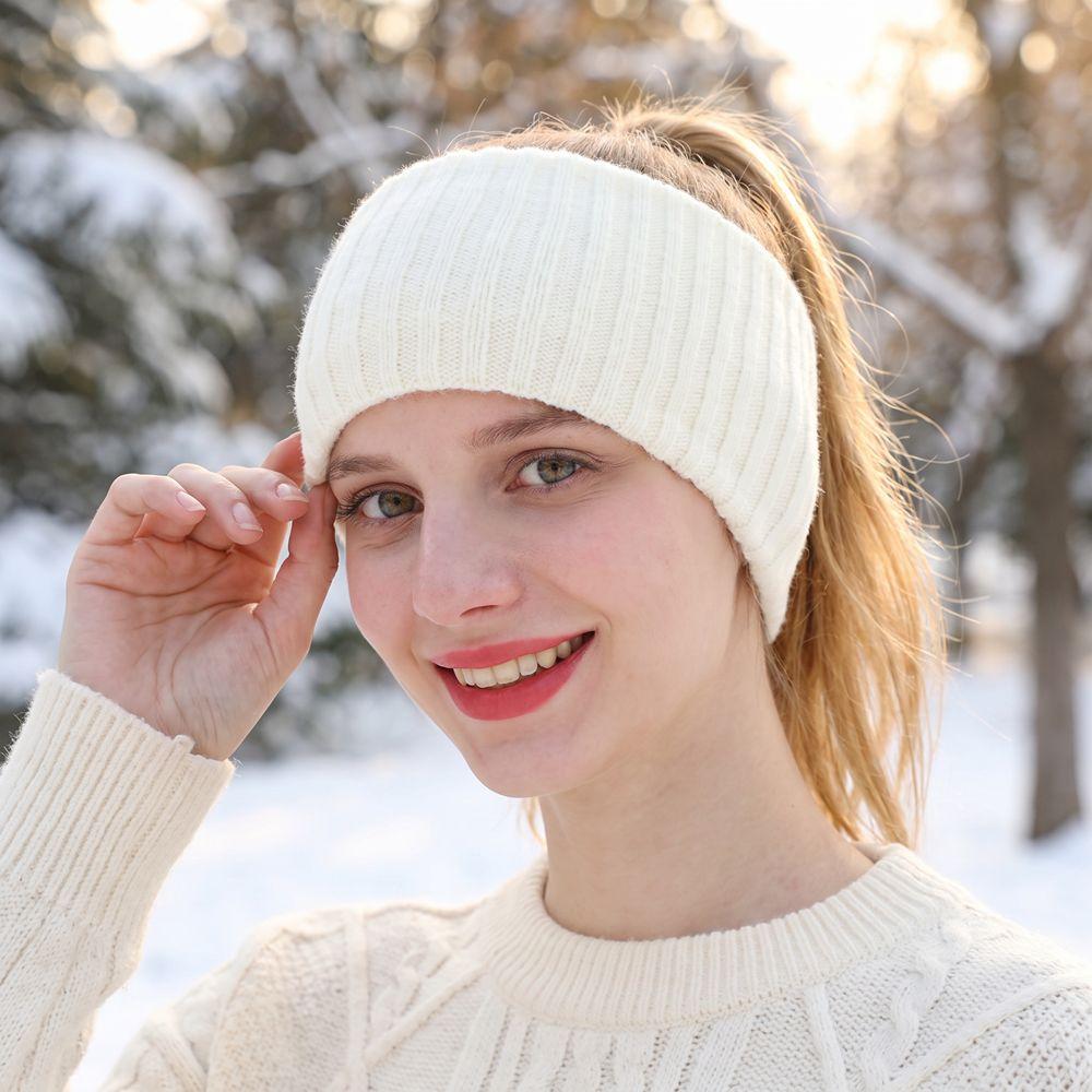 Ear Warm Solid Color Hairband Plush Warm Hair Band Fashion Winter Elastic Headband Daily