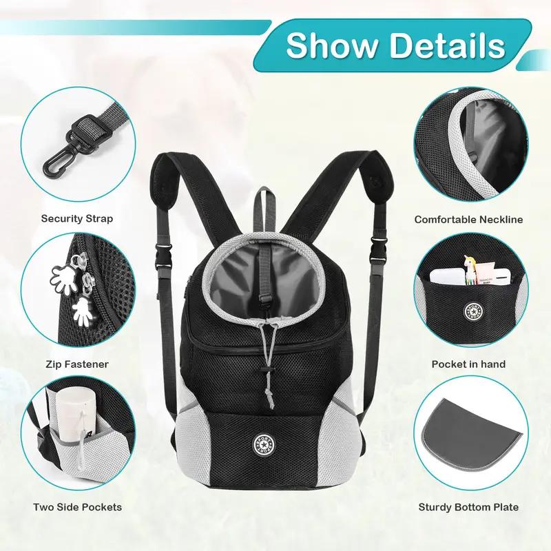 New Dog Pet Backpack Comfortable Carrier Travel Hiking Bag Front Pack Breathable Adjustable Straps for Small Medium Dogs Cats