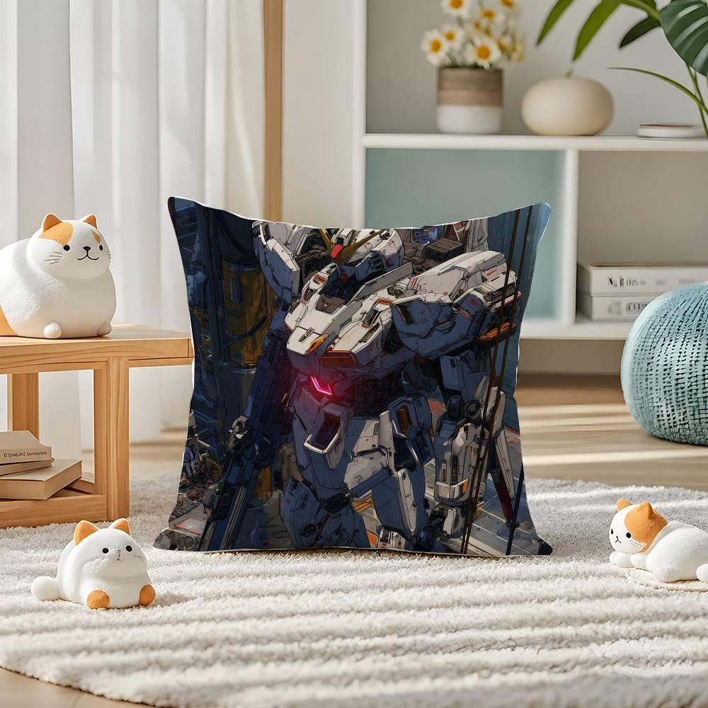 Mobile Suit Gundam Sandrock Gundam Anime Plush Pillow Cover Soft Short Plush Cushion Cover For Sofa Bedroom Home Decor Gift