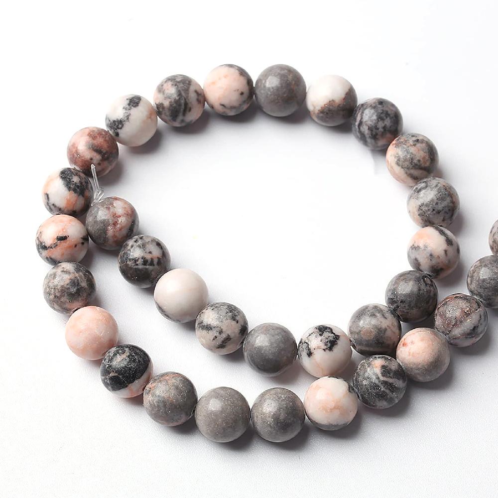 Pink Zebra Jasper Natural Stone Round Beads 15"Strand Smooth Loose Spacer Beads 4/6/8/10/12mm for Jewelry Making DIY Bracelets Charms Accessories