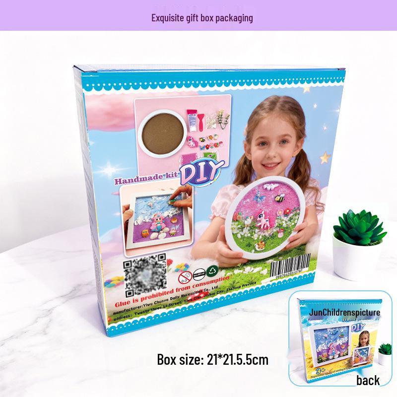 Natural Conch Seashell Beach Photo Frame: Hand-Painted DIY Decorative Texture Painting Kit for Kids