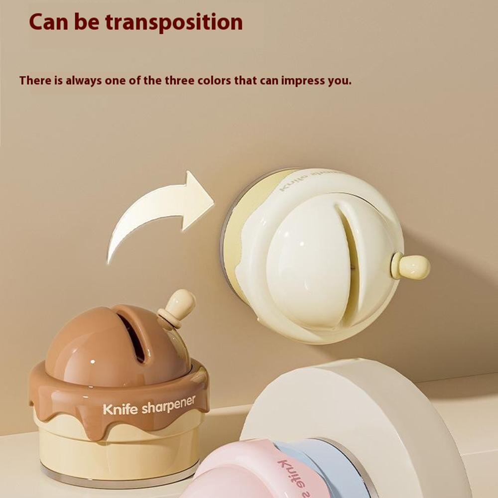 Portable Ice Cream Shaped Suction Cup Kitchen Knife Sharpener Tungsten Steel Whetstone