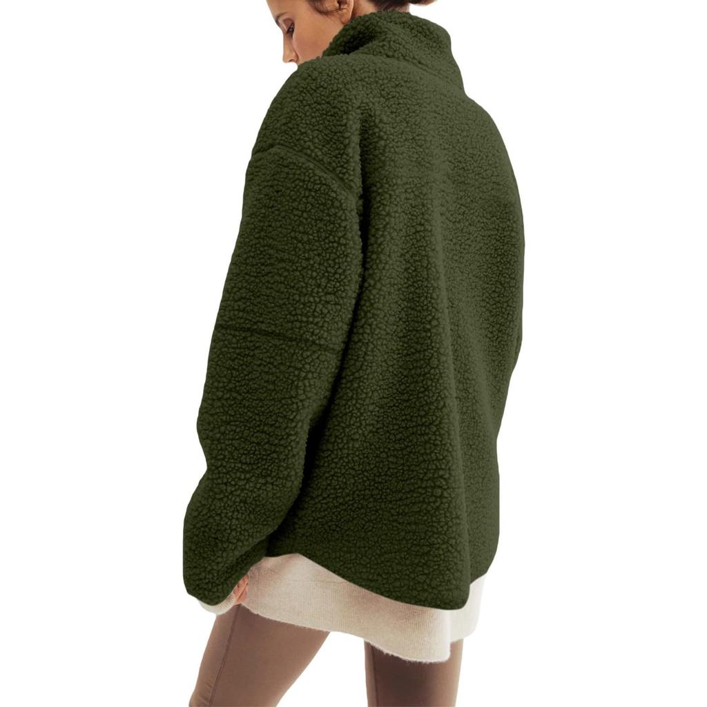 Ensemble familial assorti surdimensionné à la mode pour femmes: Manteau Kangourou Mère-Enfant Une Pièce Couleur Unie en Peau de Mouton