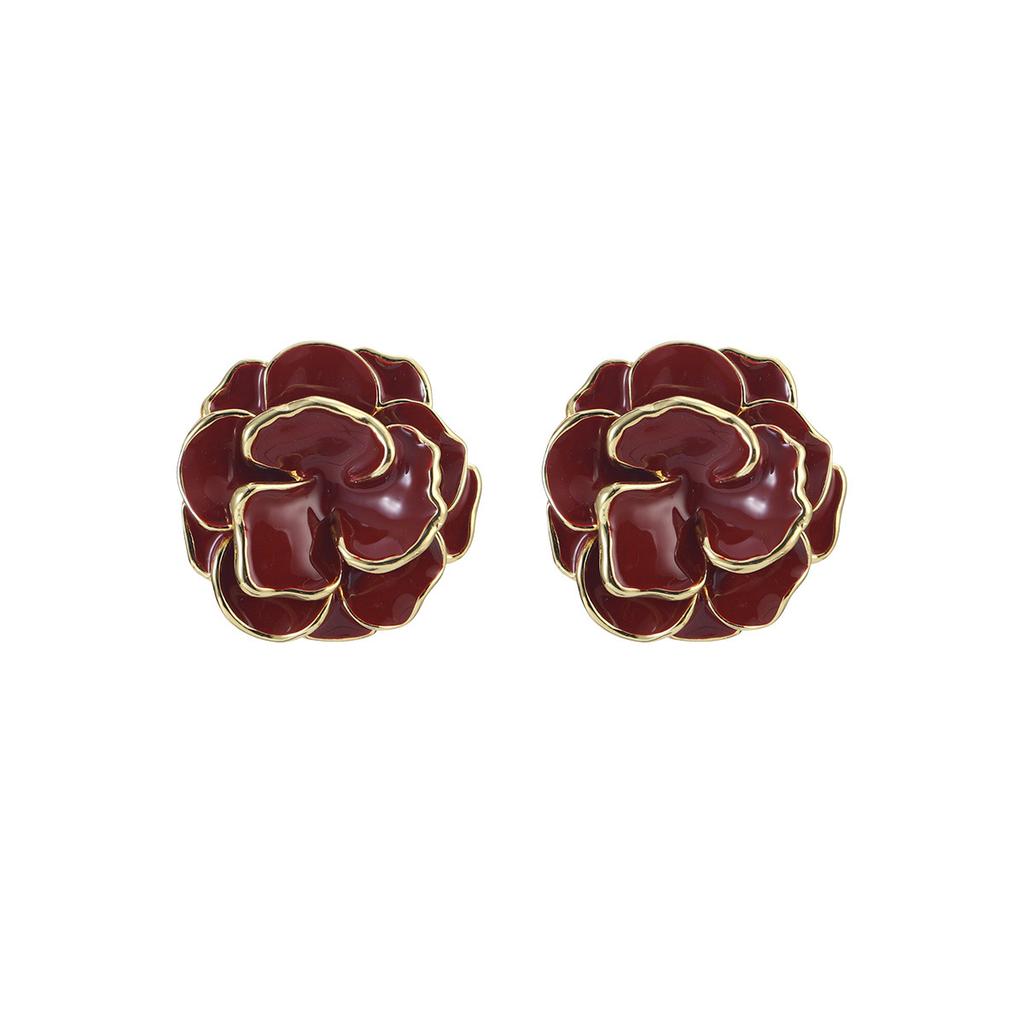 Court style medieval flower earrings retro niche exquisite temperament earrings pearl design versatile earrings