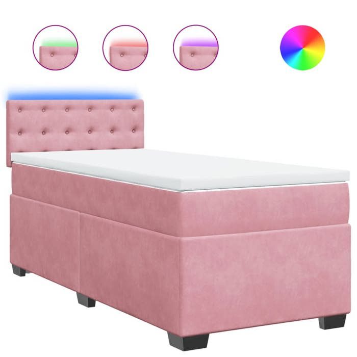 VidaXL Bed Slat Base with Mattress Pink 90x190 Cm Velvet, Bed, Platform Bed, Panel Bed, Furniture of 3288491