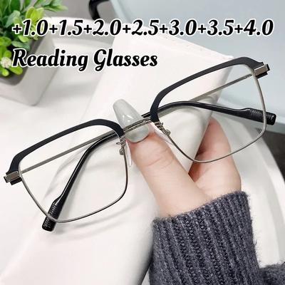 Luxus Design Lesebrille für Damen Blaulichtblockierende Computerbrille Unisex Halbrand Fernsicht Alterssichtige Brille