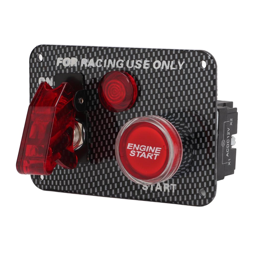 Kit de painel de interruptor de ignição 12V 40A Fibra de carbono Estilo de corrida Liga de alumínio Universal para automóvel