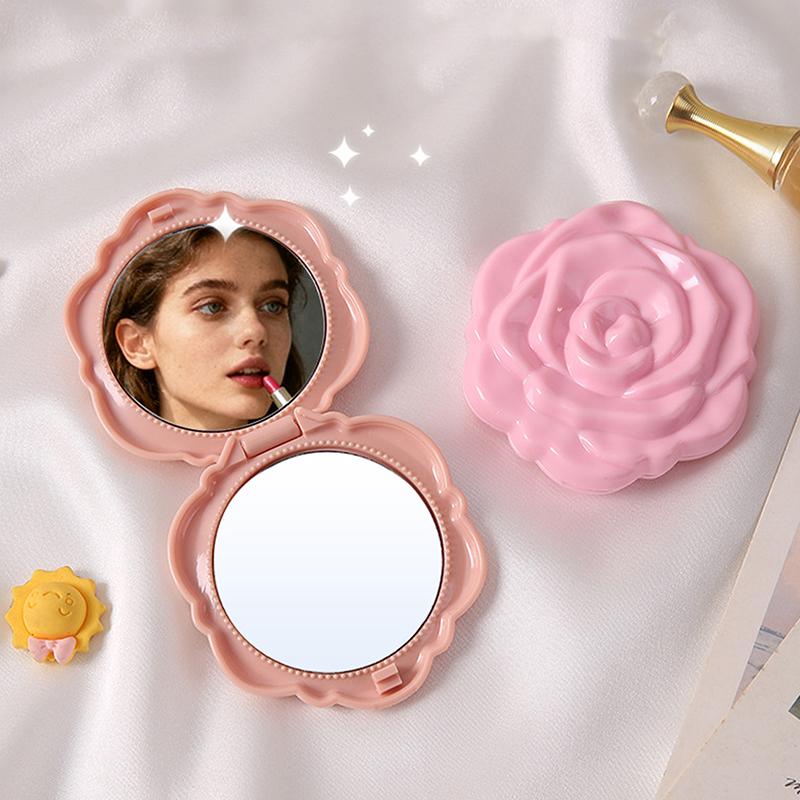 1Pcs Portable Retro Rose Flower Mini Mirror Small Pocket Makeup Mirror Double Sided Hand Mirrors Compact Cosmetic Beauty Tool