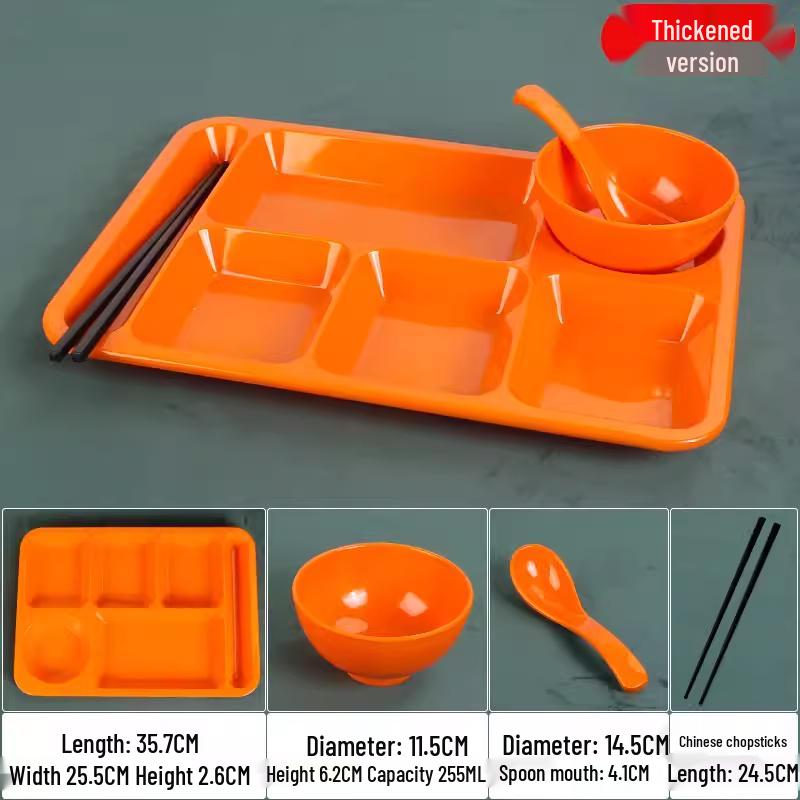 A5 Melamine 6-Compartment Rectangular Food Tray