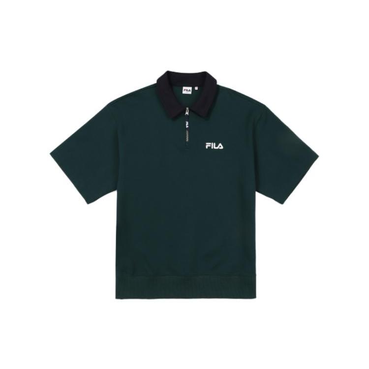 FILA Polo Shirts Unisex Green Polo Collar Moderate Straight Fit FS2TSF2111X-PIG 90