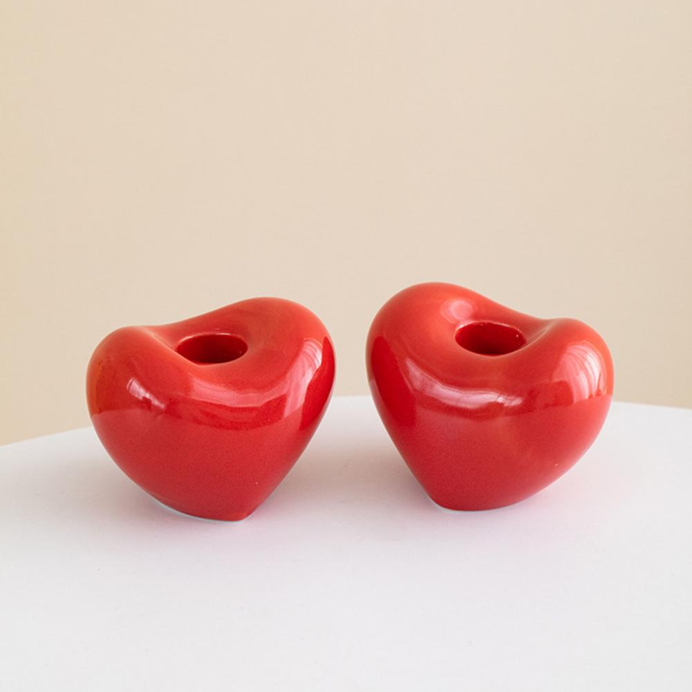 Heart Shaped Ceramic Candlestick Holder Small Romantic Candle Holder for Wedding Party Dinning Table Centerpiece Home Decor