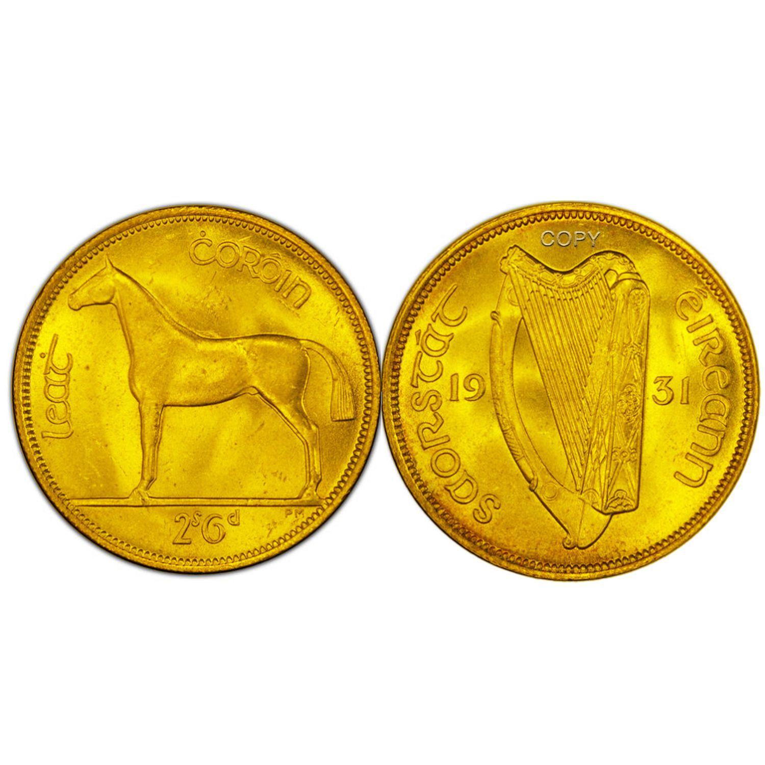 Ireland, 1/2 kroner, 2 shillings, 6 pence, horse harp coin, collectible 31mm чёрный