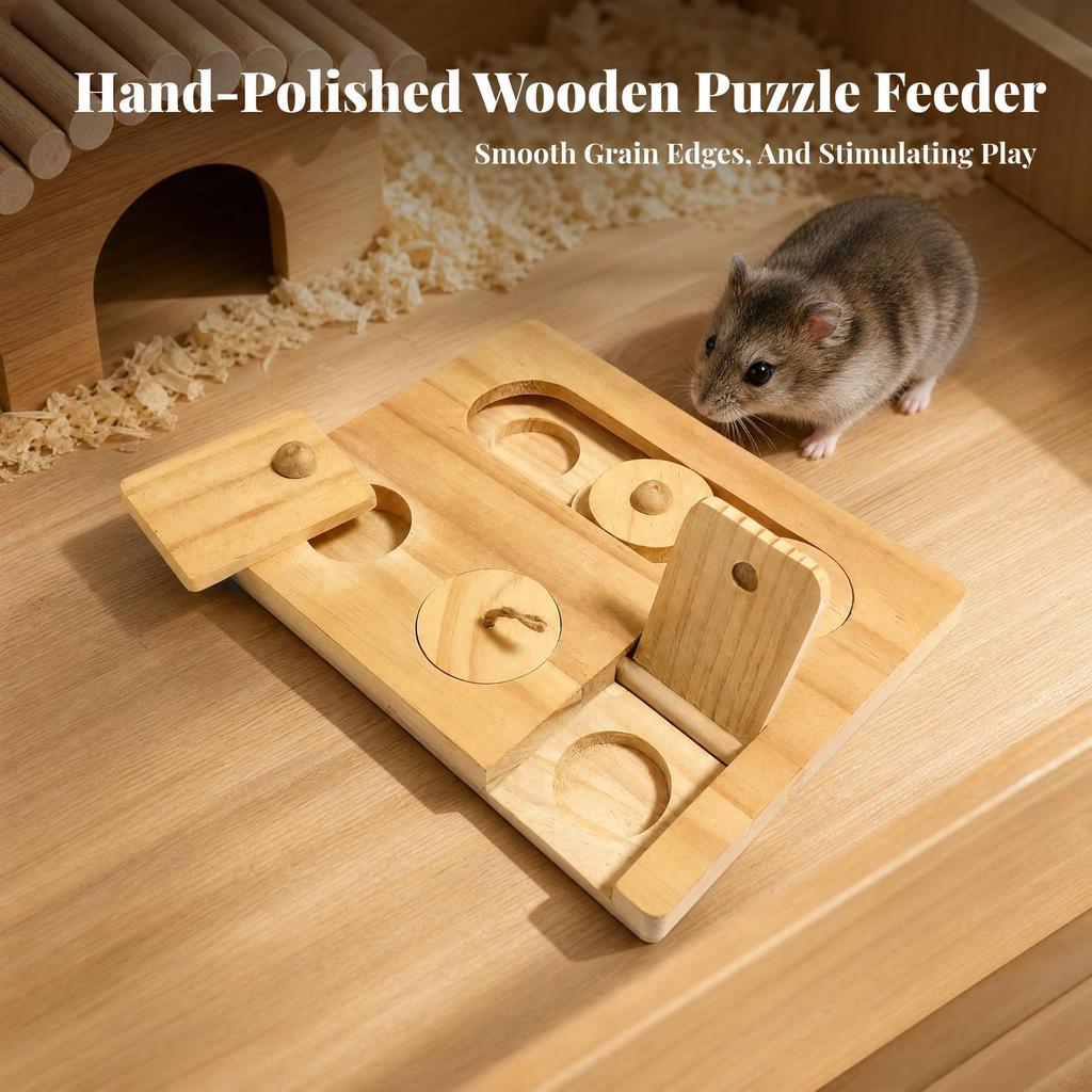 Wooden Guinea Pig Foraging Toy Boredom Enrichment Tray Safe