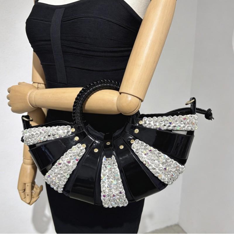 Stylish Hollow Rivet Shell Handbag 2026 New Moon Bag With Rhinestone Trim Crossbody Shoulder Tote