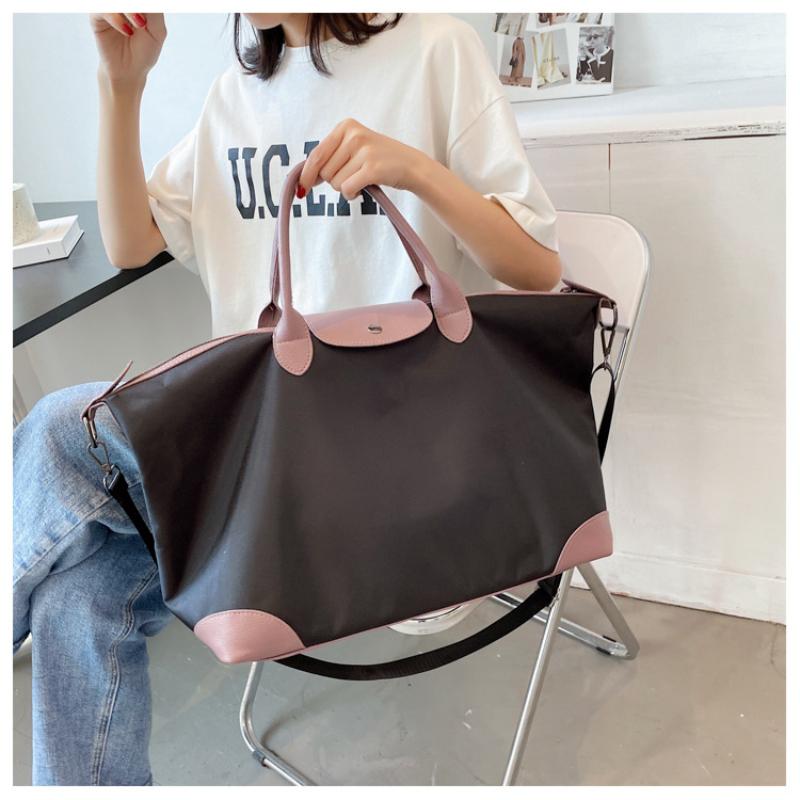 Mode Farbblock Kurztrip Reisetasche Bequemes Nylon Große Kapazität Gepäcktasche Leichte Schwimm-Fitness-Tasche Schlichte Alltags-Ausgehhandtaschen