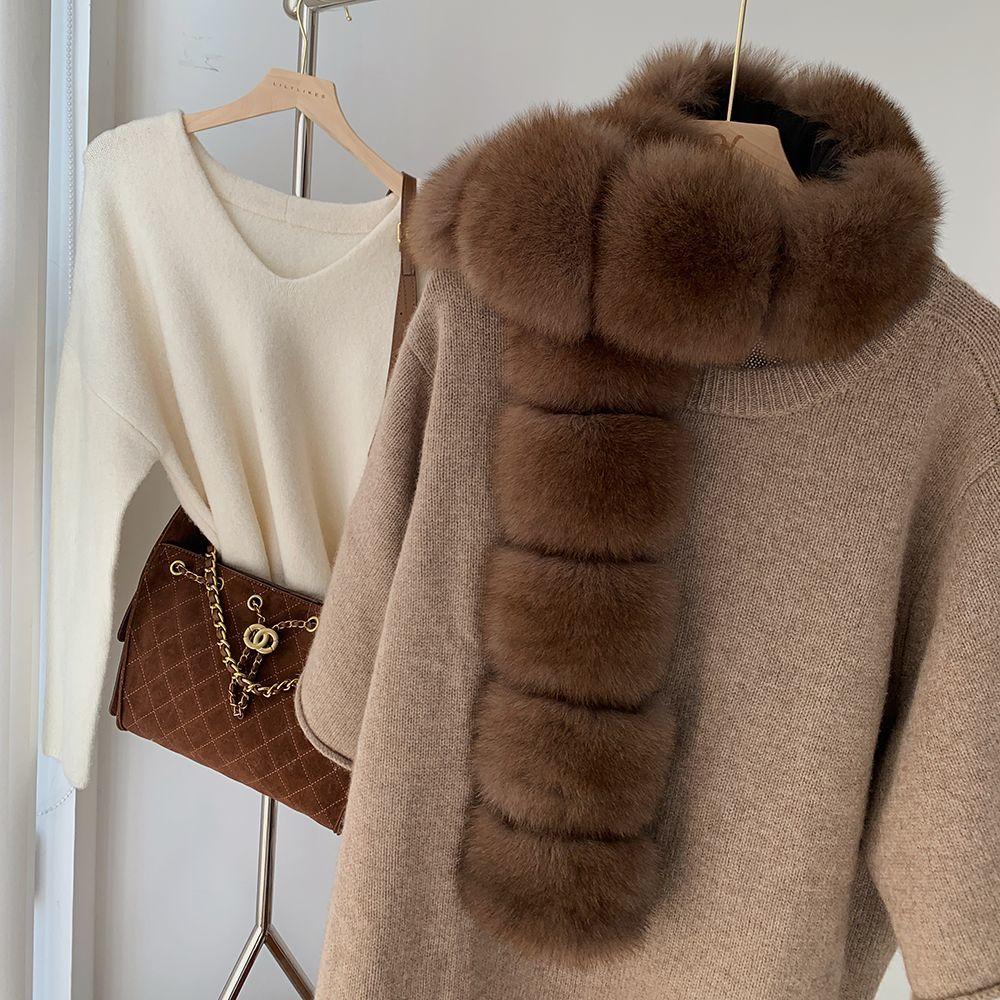 Faux Fox Fur Scarf for Women - Long Stylish and Elegant Shawl - Eco-friendly Neck Warmer for Winter Women's Scarves