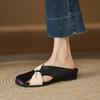 Fashion 2025 Summer Women Mules Leather Women Shoes Concise Cover Toe Slingback Increase Height Round Toe Modern Slippers Sandals