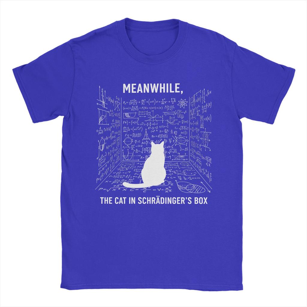 Herren T-Shirt Schrödingers Katze Physik Gleichungen Lustig 100% Baumwolle T-Shirt Kurzarm T-Shirt O-Ausschnitt Oberteile Geburtstagsgeschenk