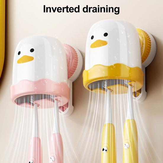Suction Cup Toothbrush Holder Waterproof Cute Cartoon Bird Shape Simple Installation Bathroom Toothbrush Storage Rack