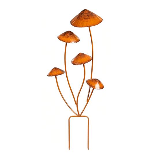 Durable Iron Garden Accents Metal Mushroom Stake, Retro Mushrooms Statue, Yard Art Bed Decorative Ornaments Stake Outdoor Plant Sculpture for коричневый