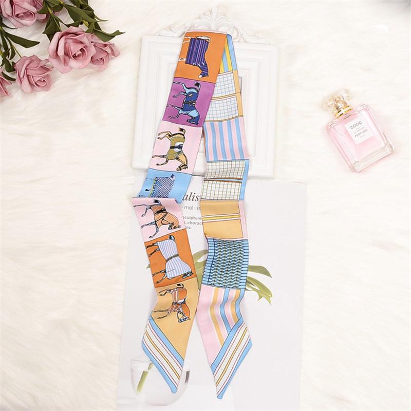 

2024 New Skinny Brand Scarf Silk Scarf For Women Paris Horse Print Long Bag Scarf Handle Bag Ribbons Head Scarves Wraps