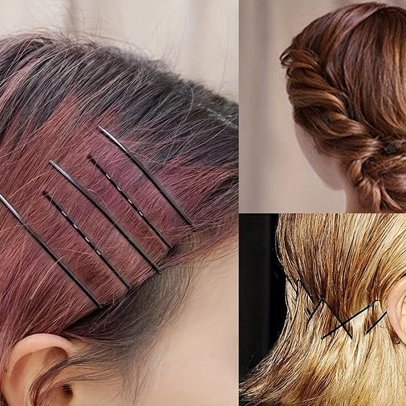 100pcs Black Straight Line Hair Clip U-shaped Needle Lady Coffee Hairpins Curly Wavy Grips Women Pins Styling Hair Accessories