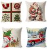 New Christmas Pillowcase Christmas Snowman Living Room Decoration Linen Sofa Cushion Cover Car Waist Pillowcase Cover
