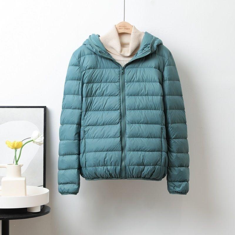 Double-layer fabric Lightweight women's hooded stand-up collar Winter duck down jacket Slim fit
