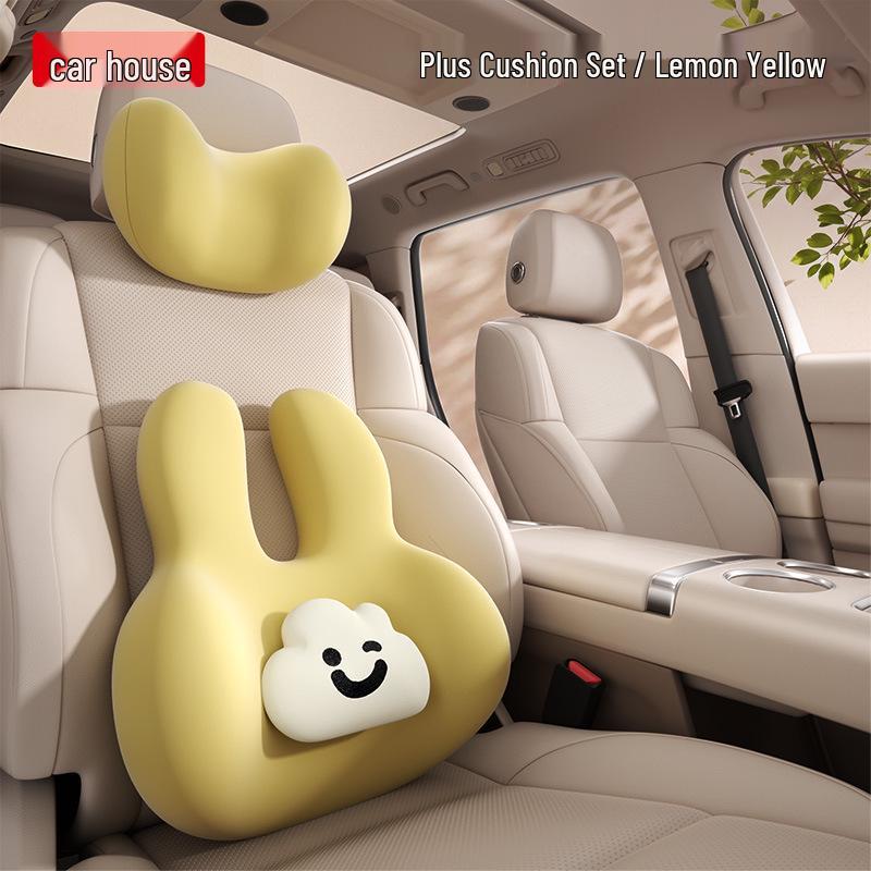 Car Headrest & Lumbar Support Pillow - Cute, Skin-Friendly Memory Foam for Neck & Back Comfort
