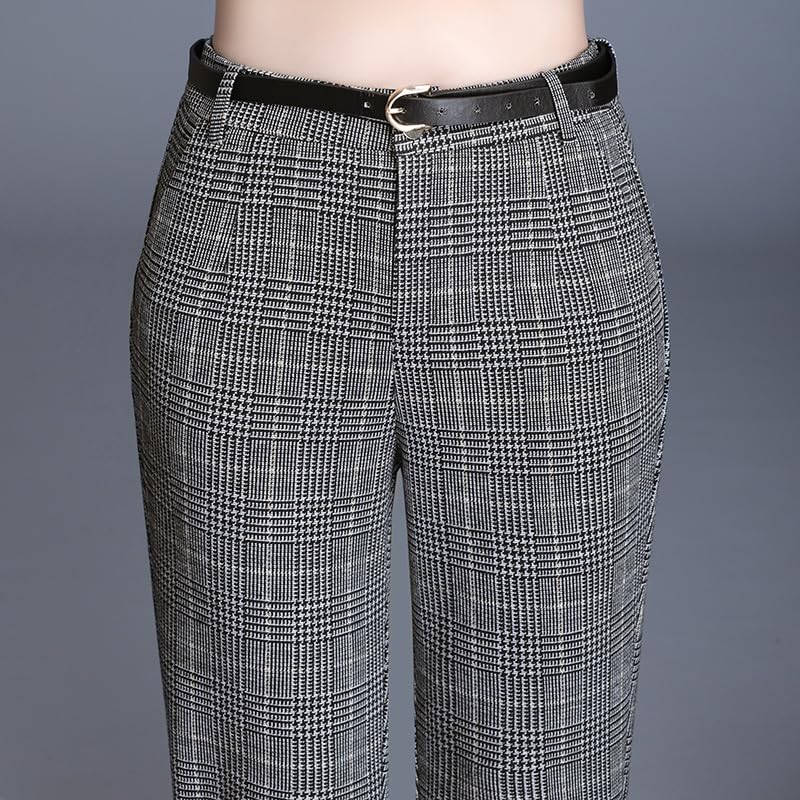 Syvent Tapered Check Tight Perfect for Plus Long 12F643 Women's Pants, Fit, Commuting, Casual, Sizes, Stylish, Figure-Flattering, Pants,