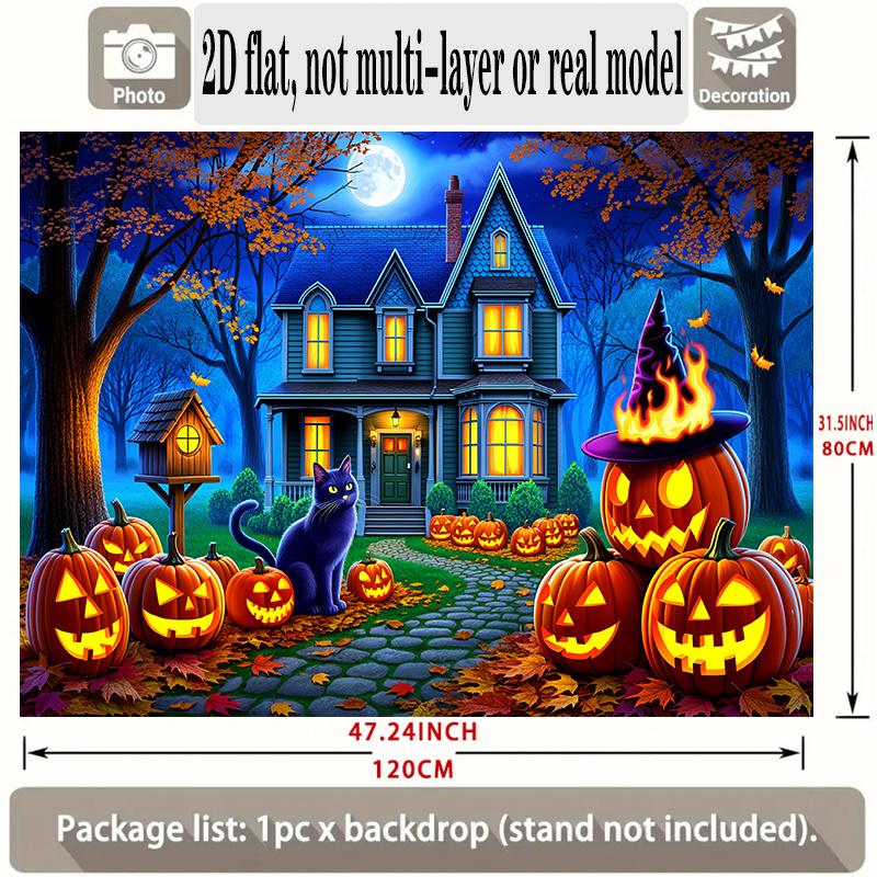 Party Backdrop Halloween Flat Banners Scary Pumpkin House Celebrations Wedding Enthusiasts Event Photo Background Front Door Decor