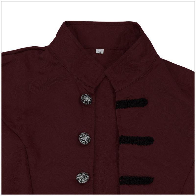 Men's Solid Color Steampunk Retro Stand Collar Coat for Halloween