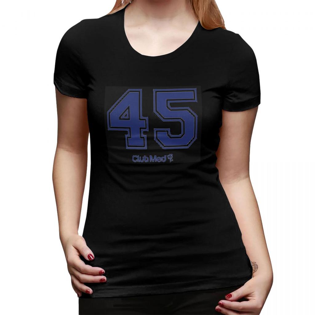 Number 45 Club Med TShirt for Women Round Neck Streetwear T Shirts Womens Short Sleeve Summer Clothes Tops